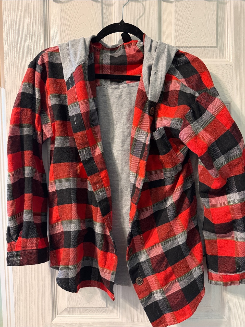 Red & Black Plaid Hooded women’s  shirt